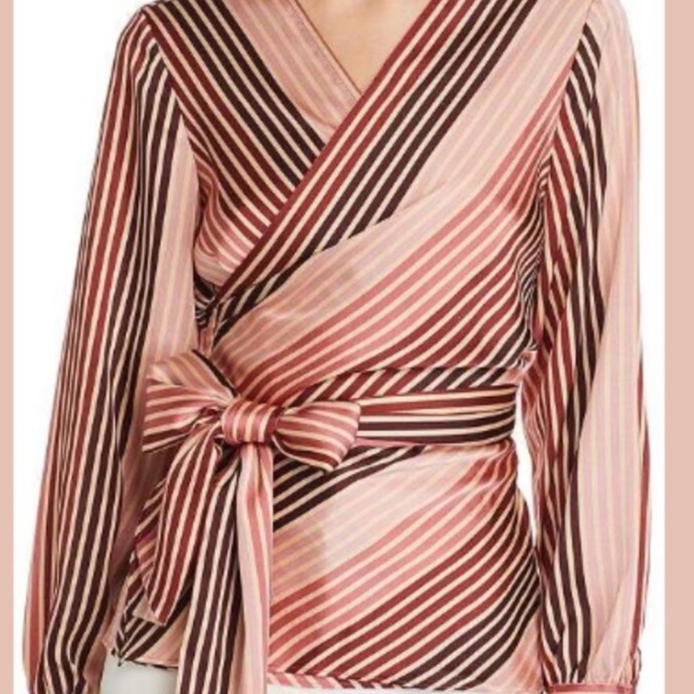 Vince Camuto Stripe Soirée Wrap Blouse, size L